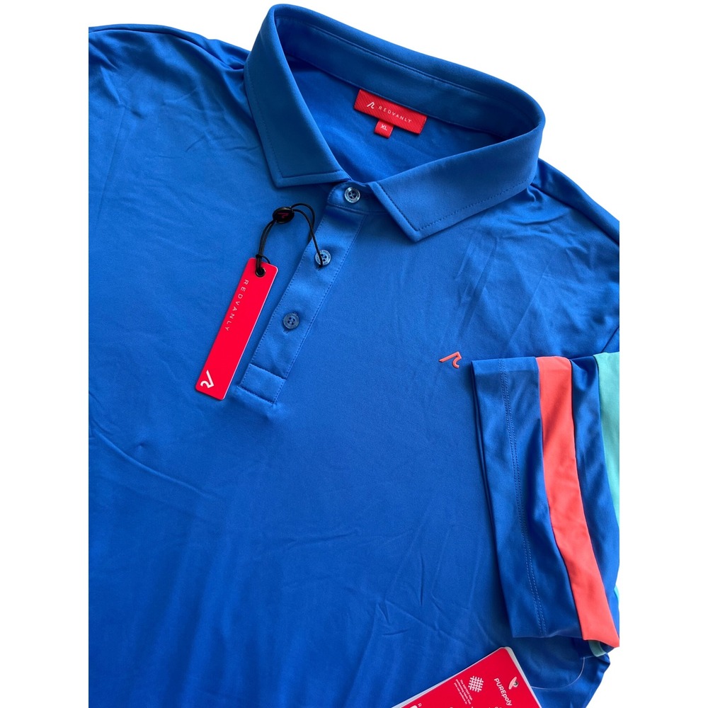 Redvanly Heyward Polo Shirt Mens XL Marine Blue PUREpoly Stretch Golf R2518 NEW